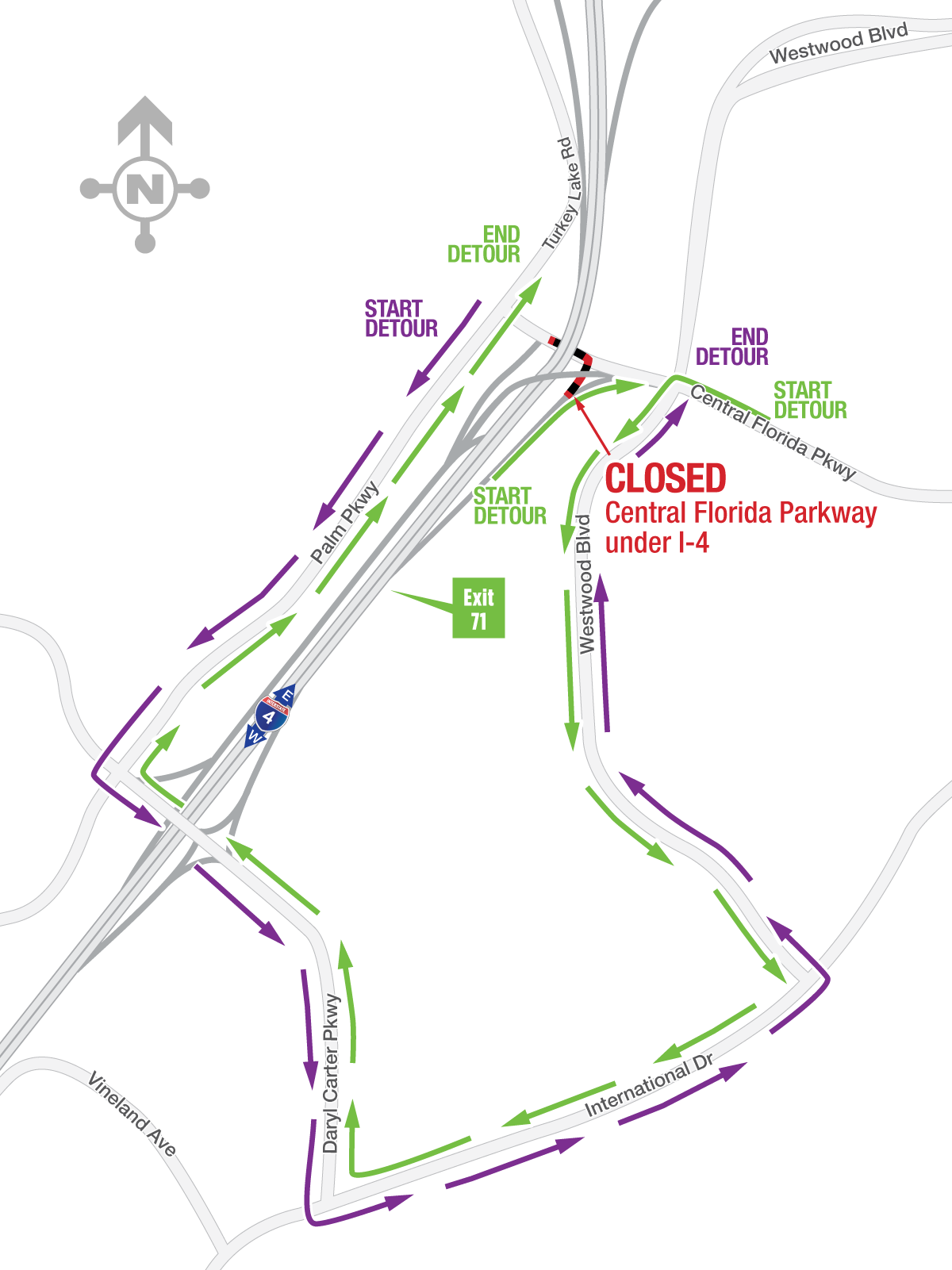 Central Florida Parkway Under I-4 Extended through March 17